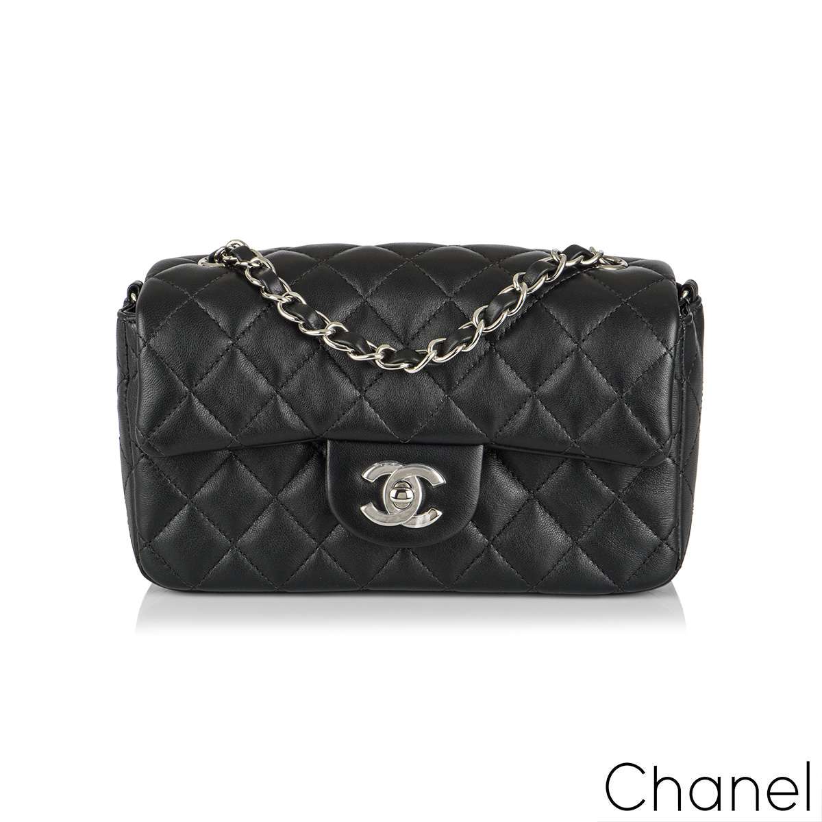 Black Quilted Lambskin Mini Full Flap Bag Gold Hardware, 2000-2002